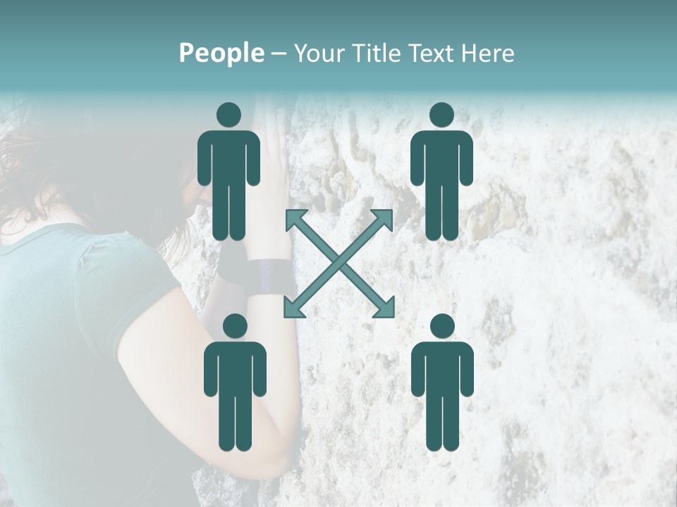 Young Female Prayer Against Stone Wall. PowerPoint Template