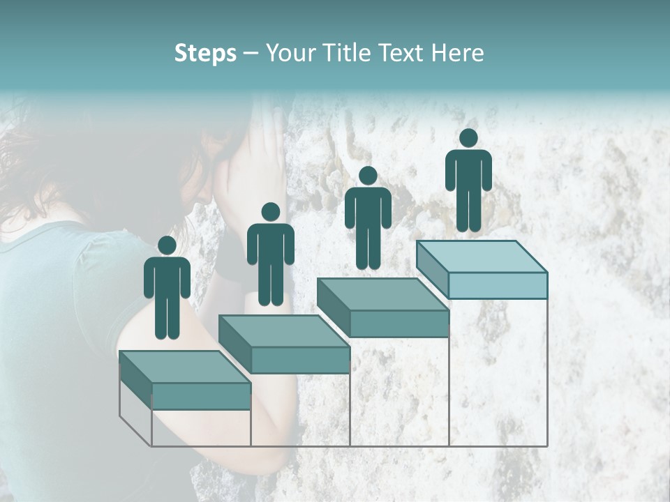 Young Female Prayer Against Stone Wall. PowerPoint Template