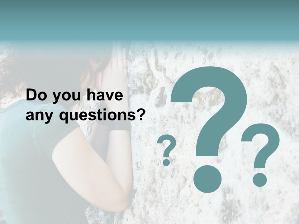 Young Female Prayer Against Stone Wall. PowerPoint Template