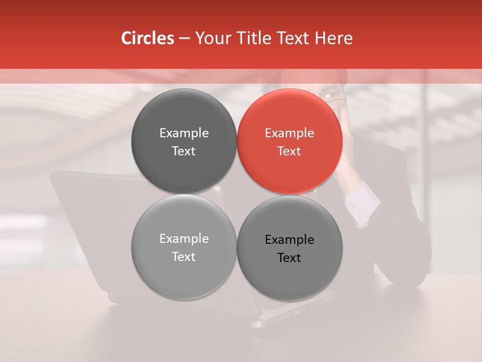 Mature Business Man Working With His Laptop PowerPoint Template