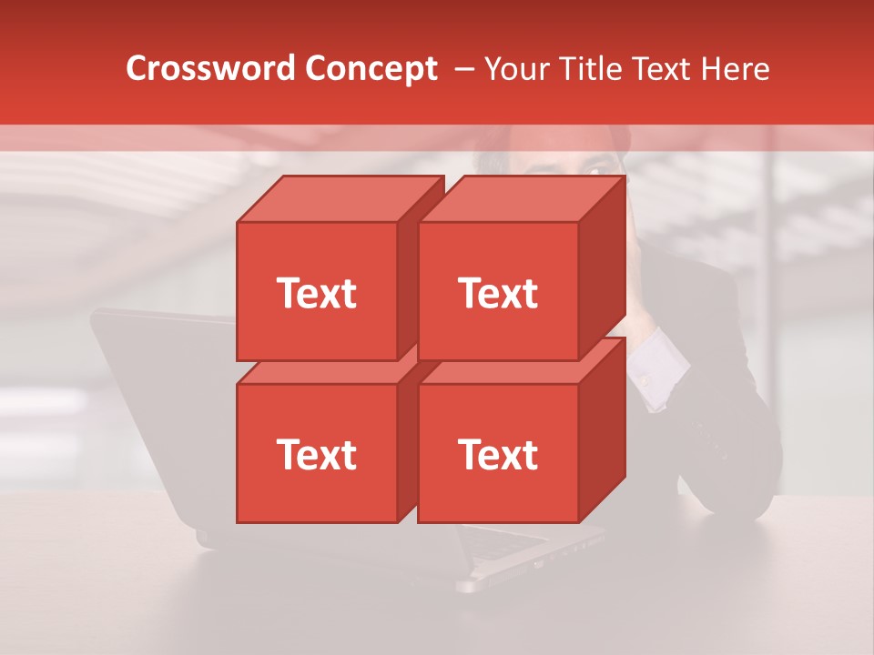 Mature Business Man Working With His Laptop PowerPoint Template