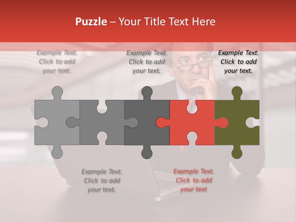 Mature Business Man Working With His Laptop PowerPoint Template