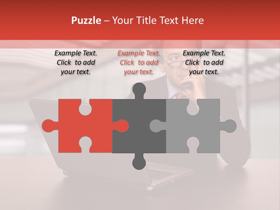 Mature Business Man Working With His Laptop PowerPoint Template