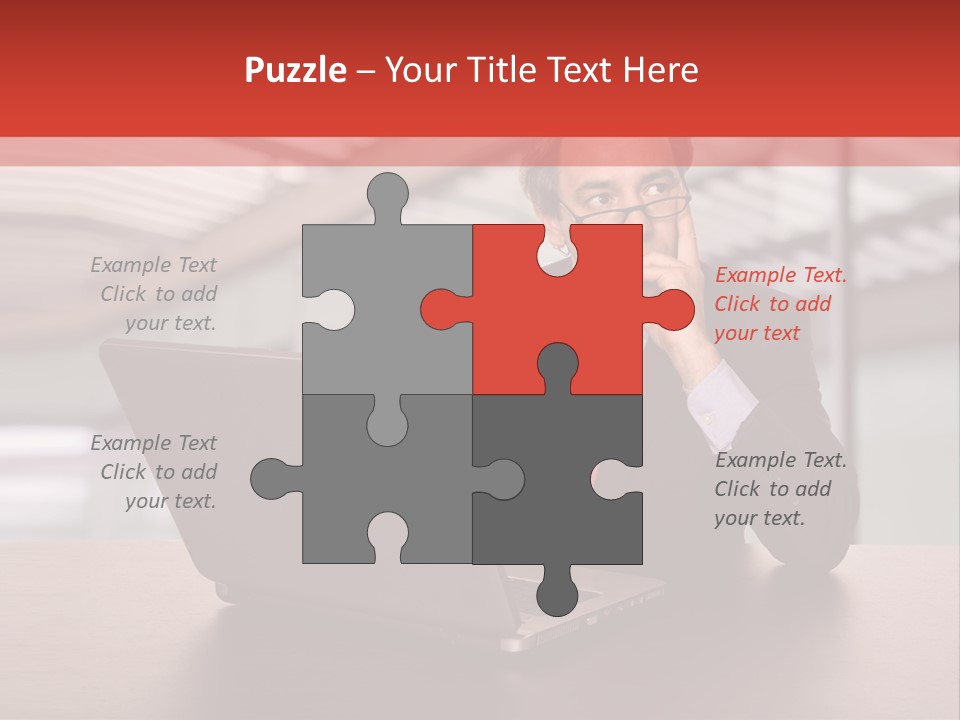 Mature Business Man Working With His Laptop PowerPoint Template