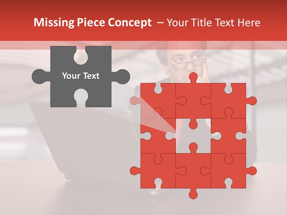 Mature Business Man Working With His Laptop PowerPoint Template