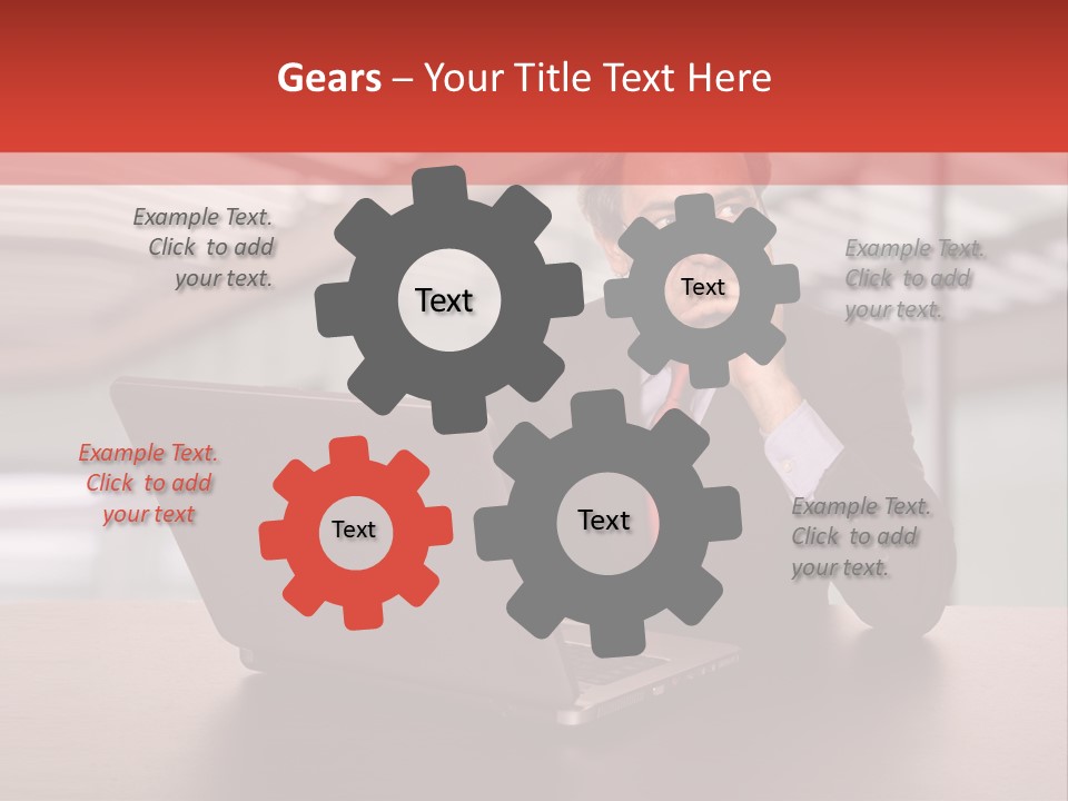 Mature Business Man Working With His Laptop PowerPoint Template