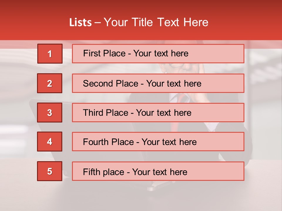 Mature Business Man Working With His Laptop PowerPoint Template