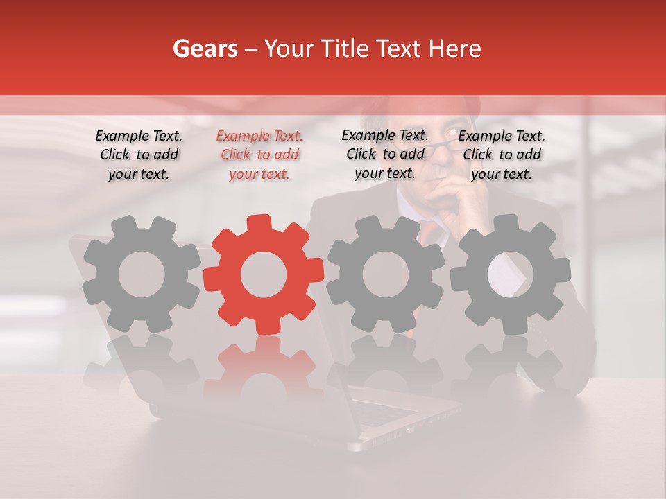 Mature Business Man Working With His Laptop PowerPoint Template