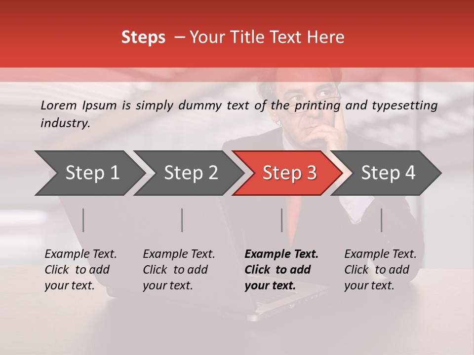 Mature Business Man Working With His Laptop PowerPoint Template