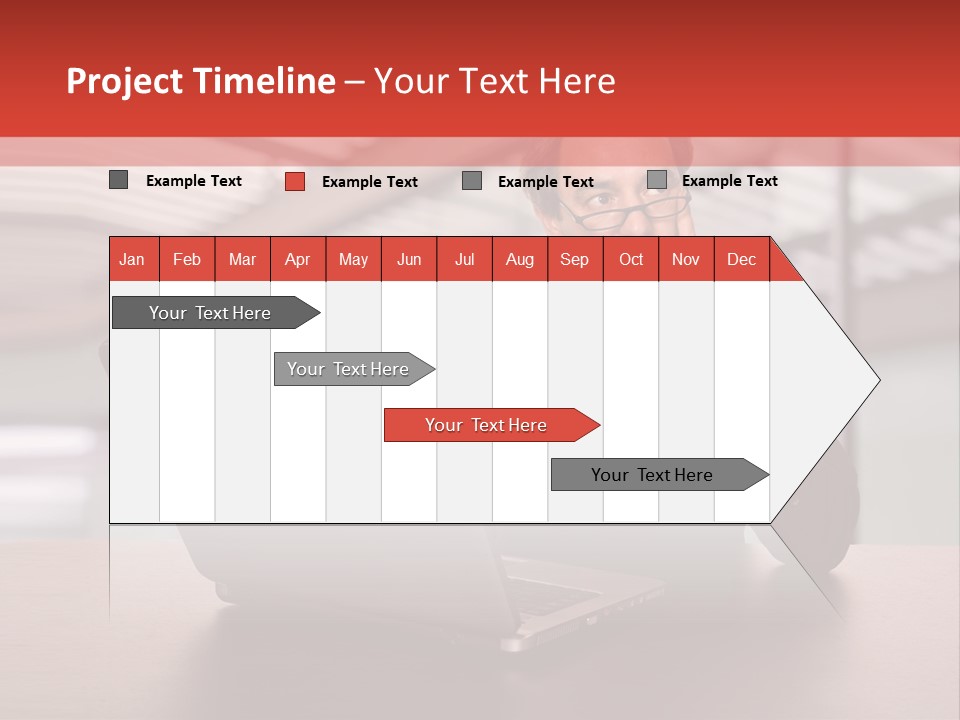 Mature Business Man Working With His Laptop PowerPoint Template