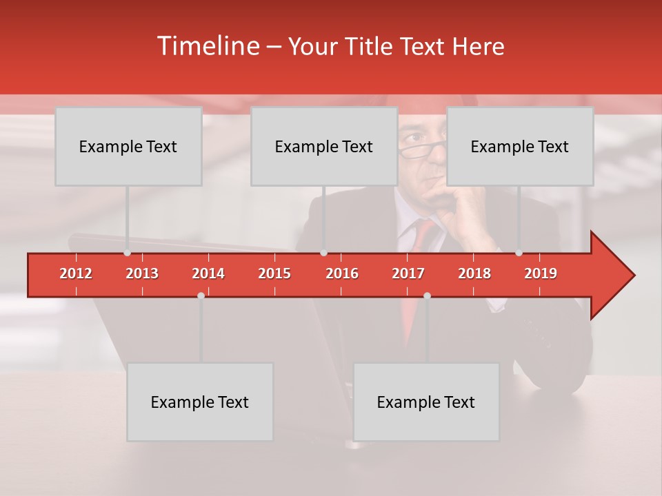 Mature Business Man Working With His Laptop PowerPoint Template