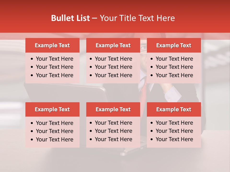 Mature Business Man Working With His Laptop PowerPoint Template