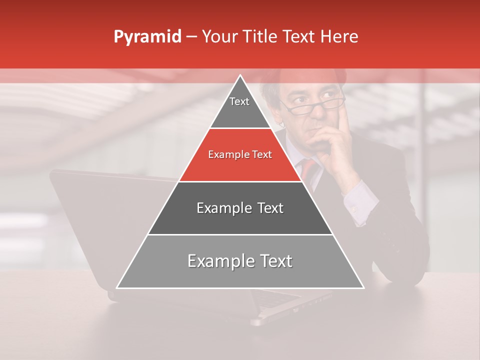 Mature Business Man Working With His Laptop PowerPoint Template