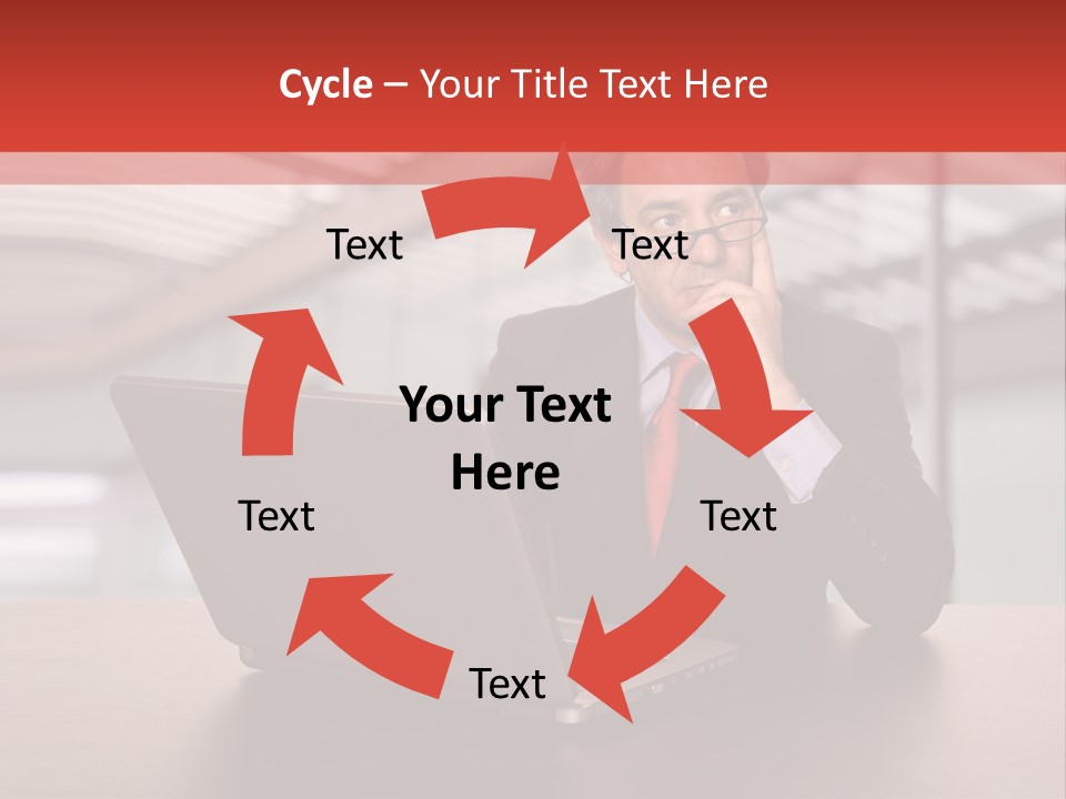 Mature Business Man Working With His Laptop PowerPoint Template