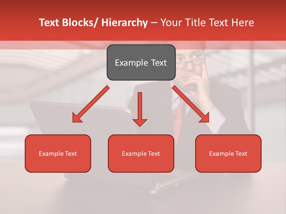 Mature Business Man Working With His Laptop PowerPoint Template