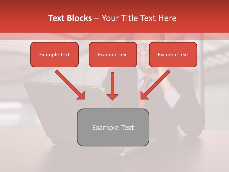Mature Business Man Working With His Laptop PowerPoint Template