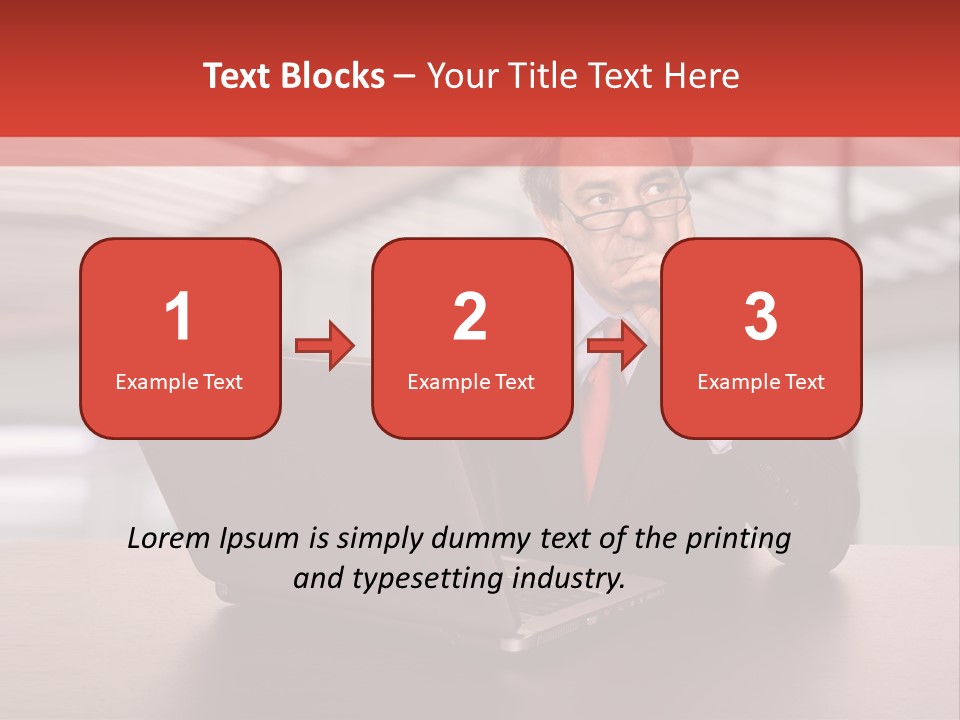 Mature Business Man Working With His Laptop PowerPoint Template