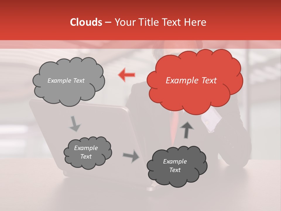 Mature Business Man Working With His Laptop PowerPoint Template