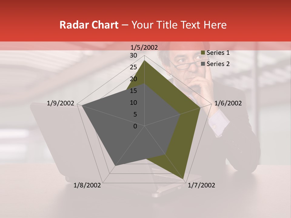 Mature Business Man Working With His Laptop PowerPoint Template