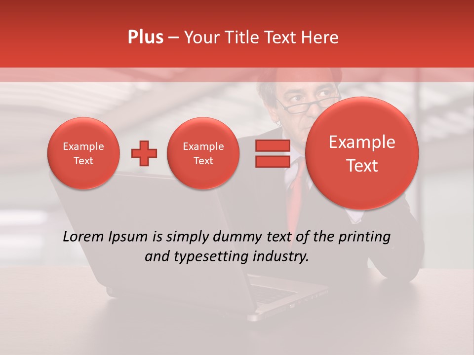 Mature Business Man Working With His Laptop PowerPoint Template