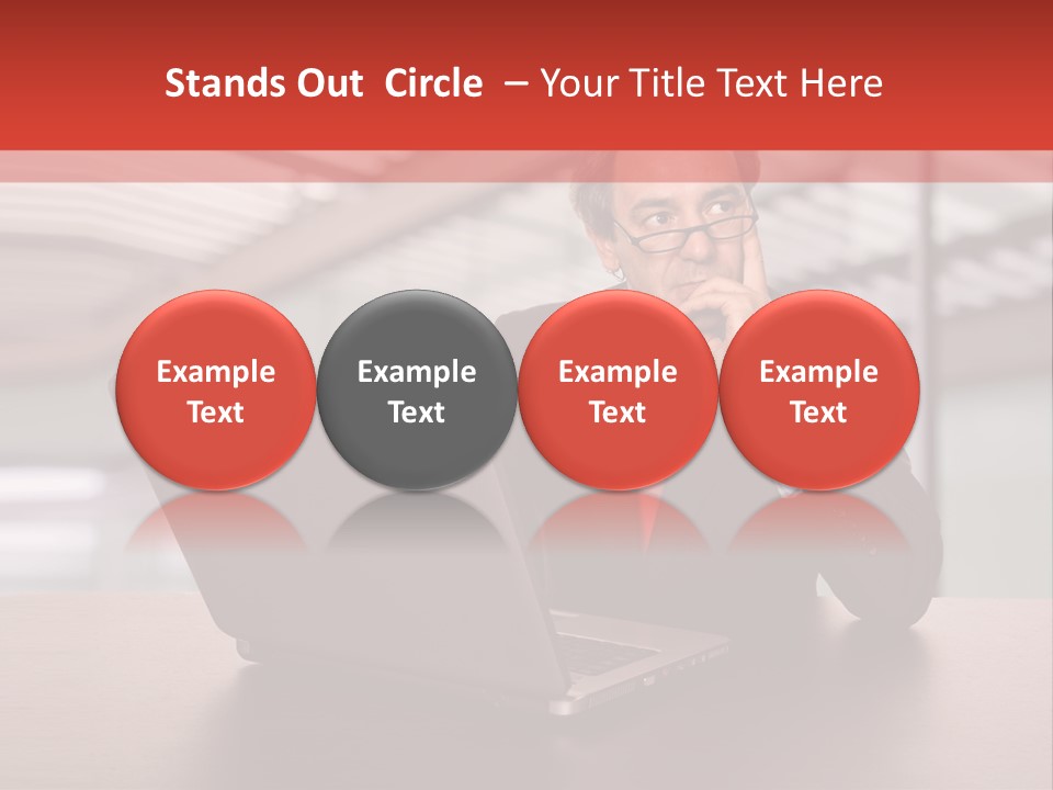 Mature Business Man Working With His Laptop PowerPoint Template