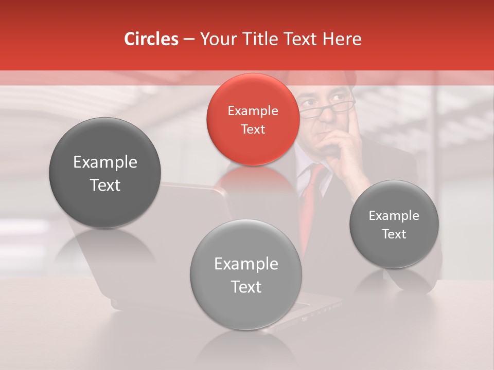 Mature Business Man Working With His Laptop PowerPoint Template