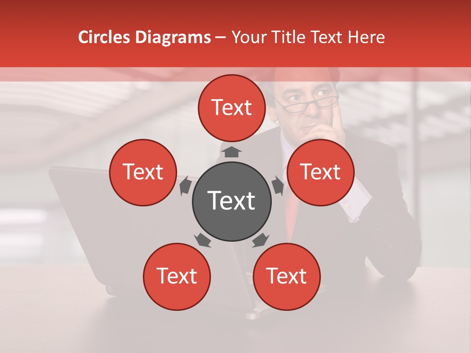 Mature Business Man Working With His Laptop PowerPoint Template