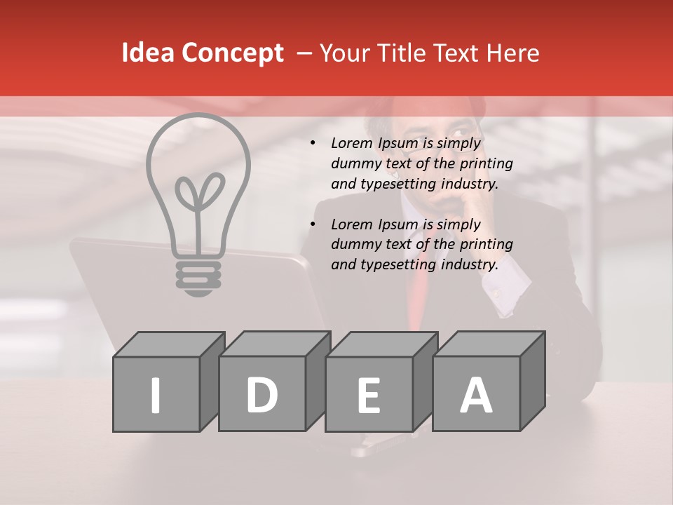 Mature Business Man Working With His Laptop PowerPoint Template