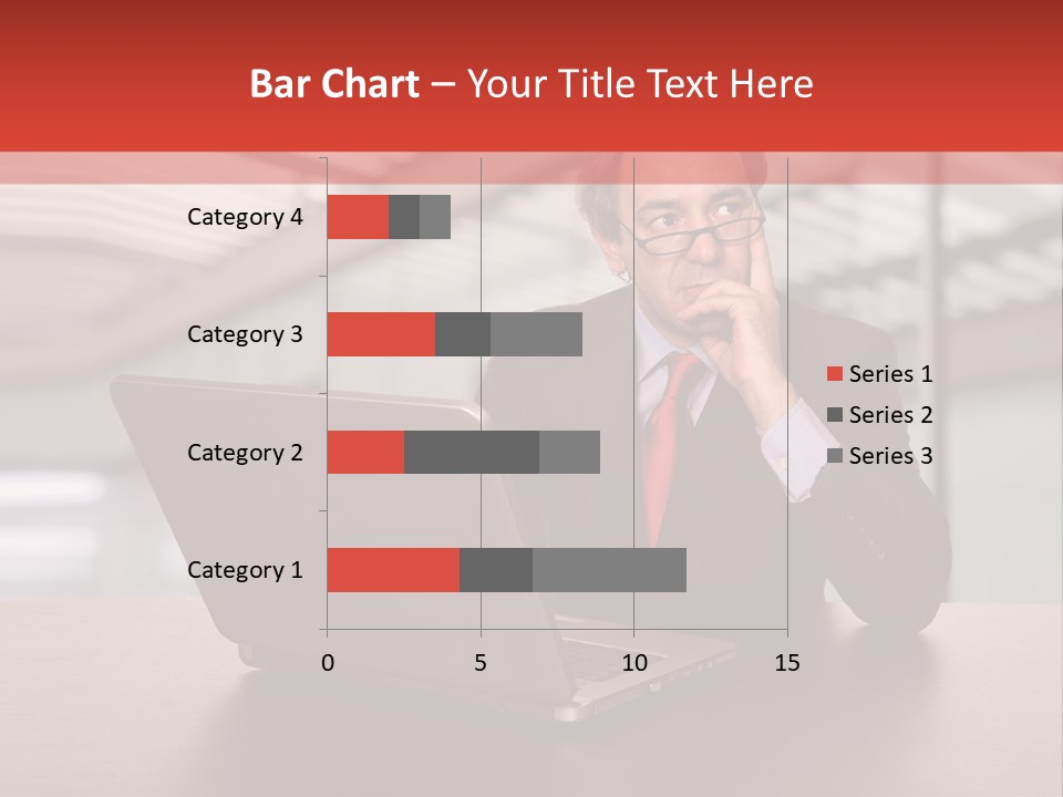 Mature Business Man Working With His Laptop PowerPoint Template
