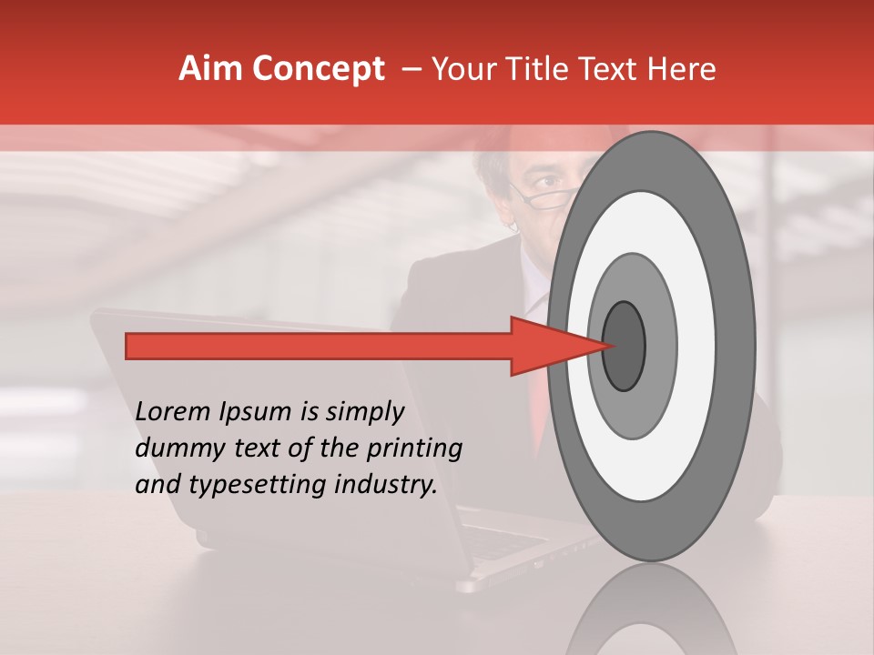 Mature Business Man Working With His Laptop PowerPoint Template