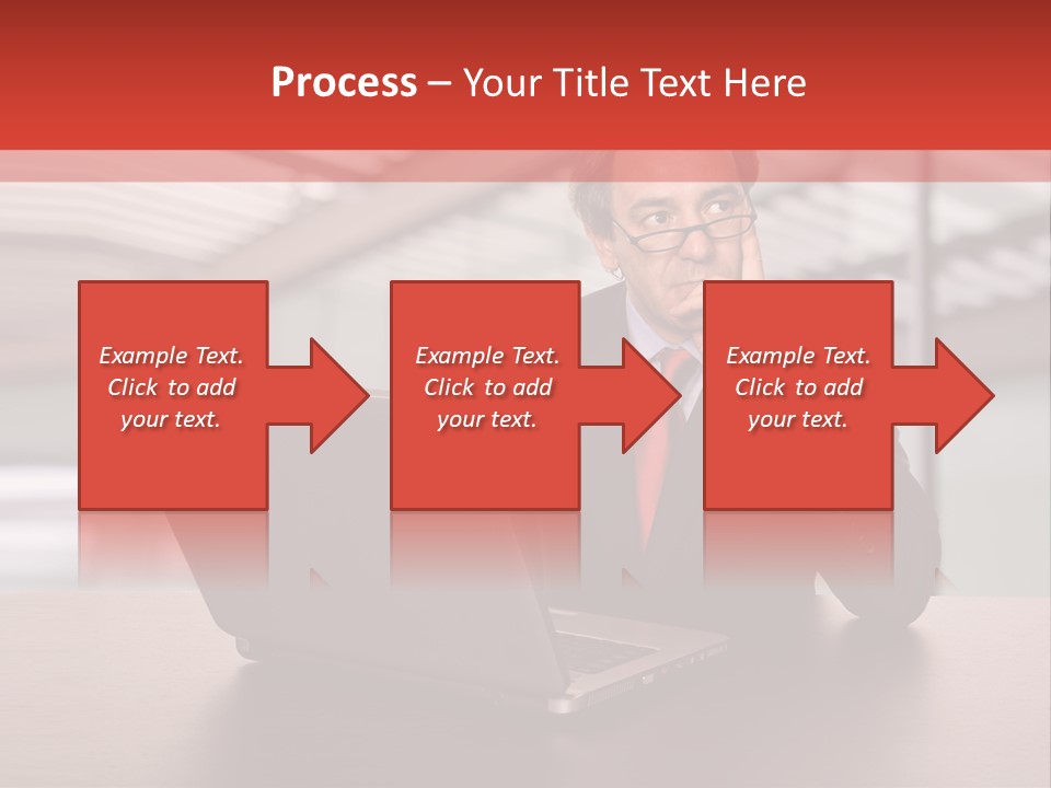 Mature Business Man Working With His Laptop PowerPoint Template