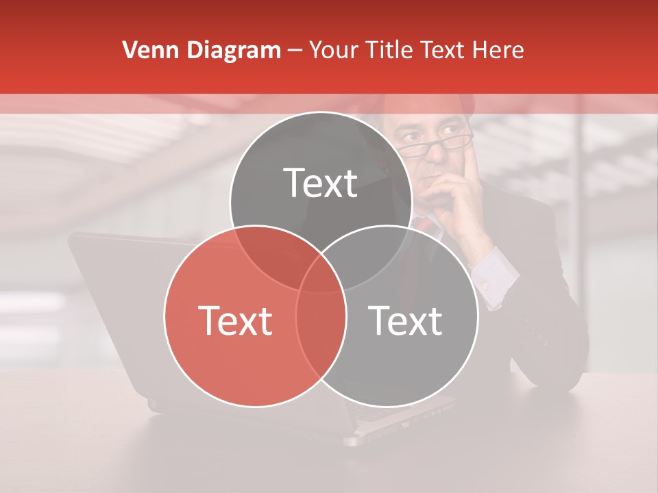 Mature Business Man Working With His Laptop PowerPoint Template