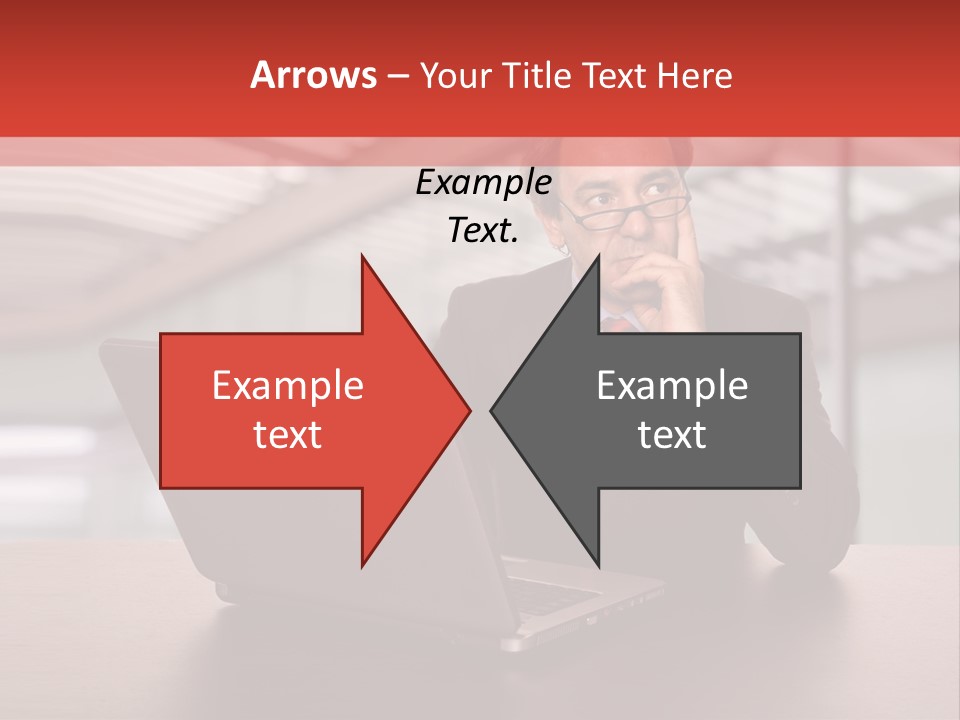 Mature Business Man Working With His Laptop PowerPoint Template