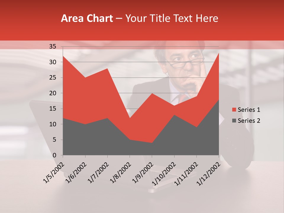 Mature Business Man Working With His Laptop PowerPoint Template