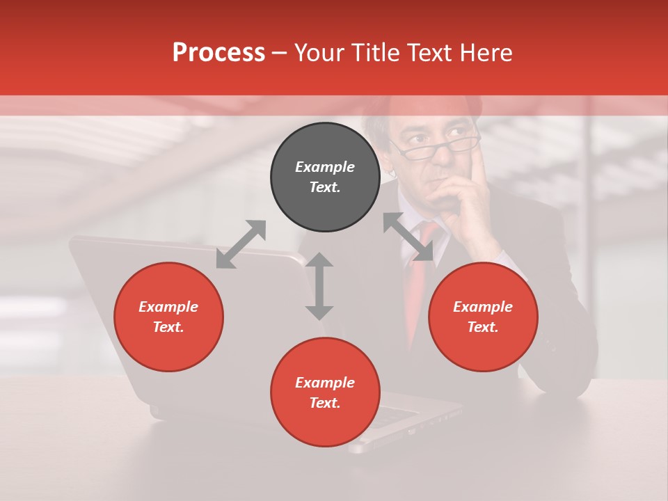 Mature Business Man Working With His Laptop PowerPoint Template