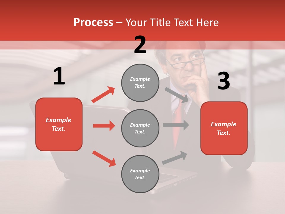 Mature Business Man Working With His Laptop PowerPoint Template