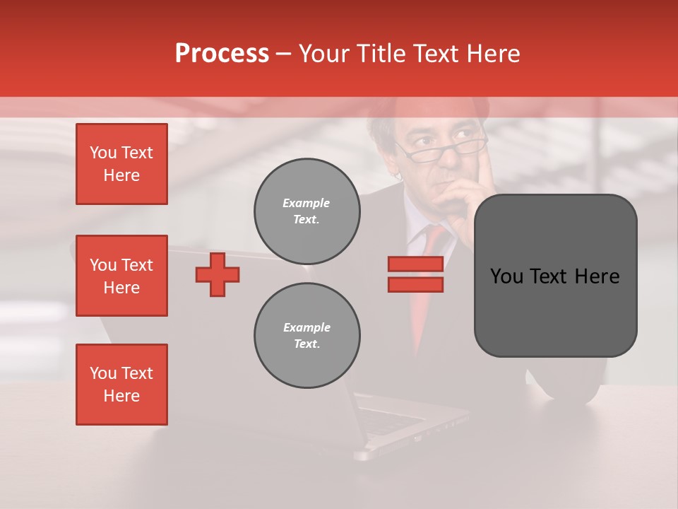 Mature Business Man Working With His Laptop PowerPoint Template