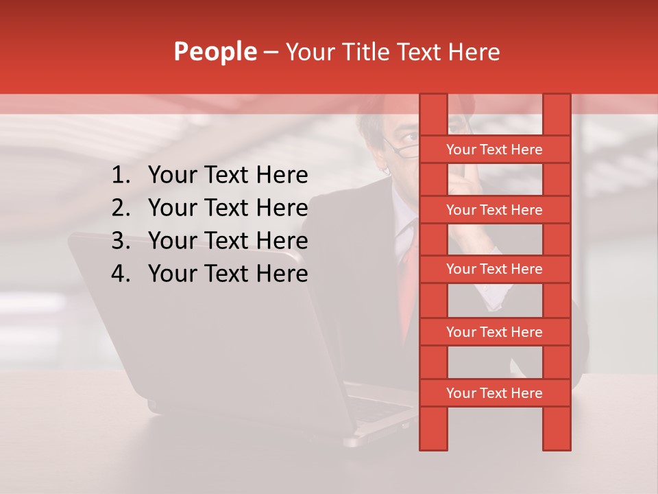 Mature Business Man Working With His Laptop PowerPoint Template