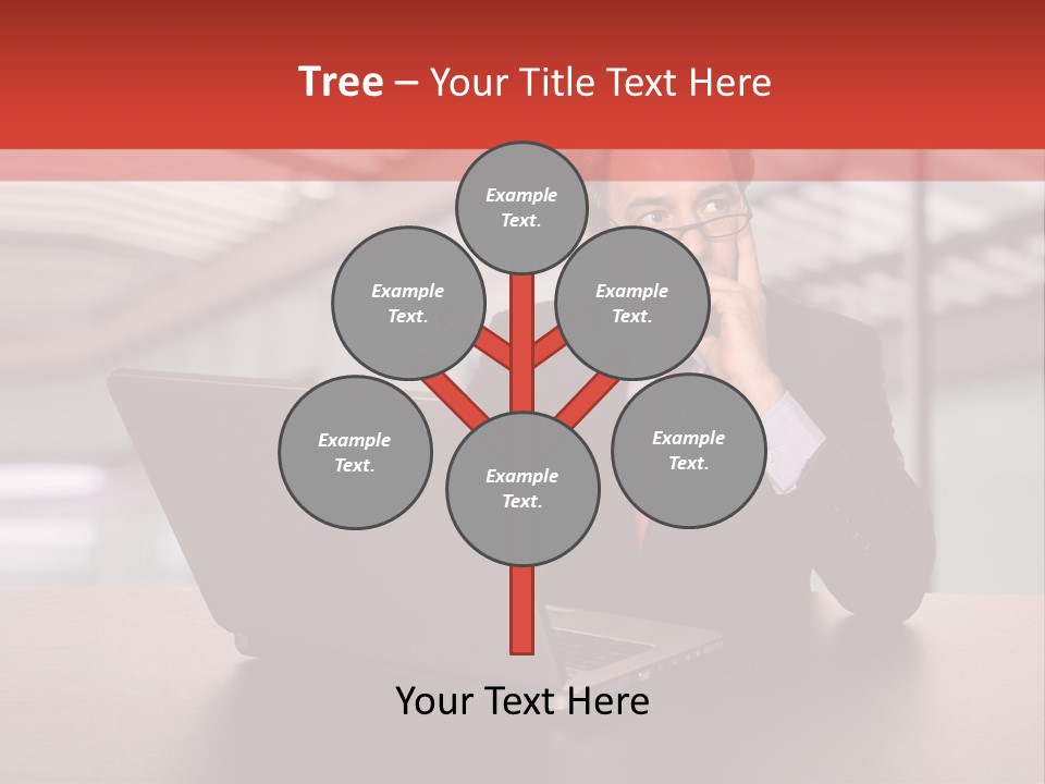 Mature Business Man Working With His Laptop PowerPoint Template