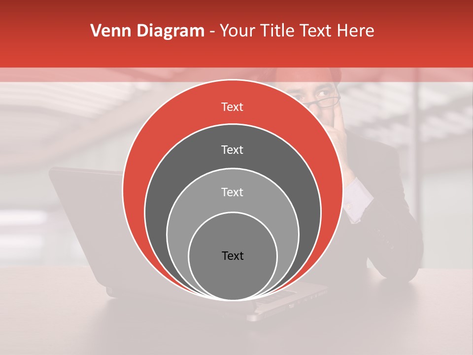 Mature Business Man Working With His Laptop PowerPoint Template