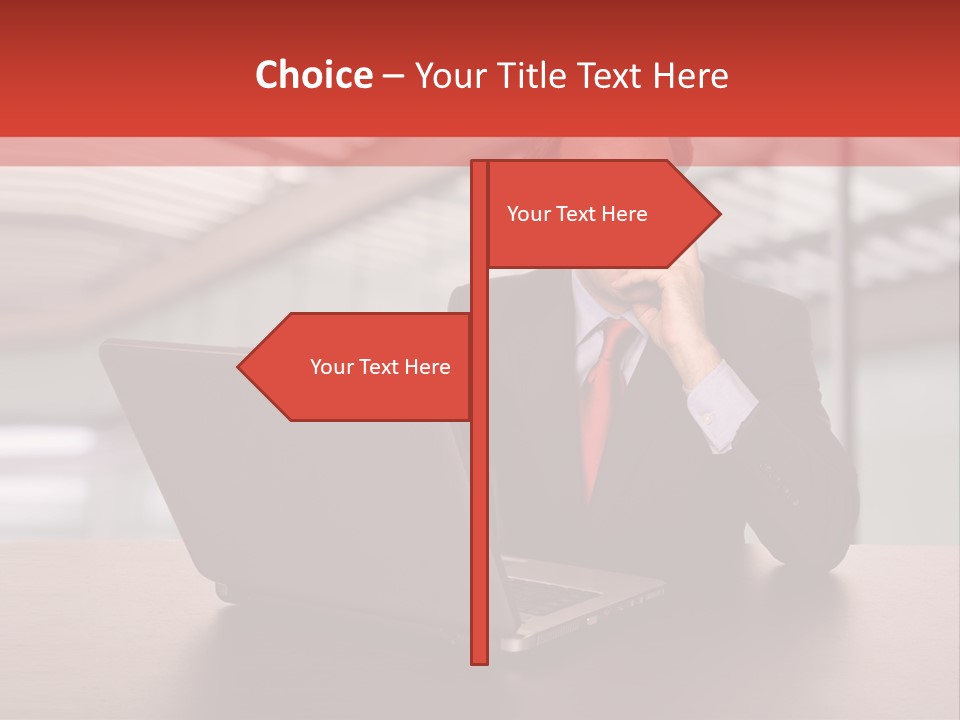 Mature Business Man Working With His Laptop PowerPoint Template