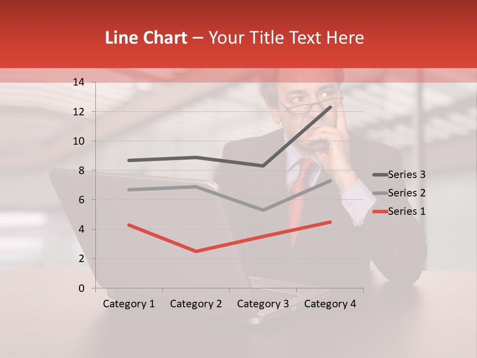 Mature Business Man Working With His Laptop PowerPoint Template