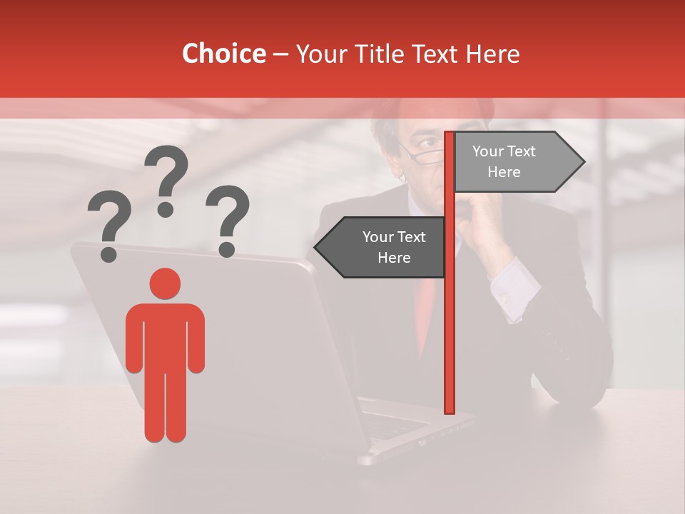 Mature Business Man Working With His Laptop PowerPoint Template