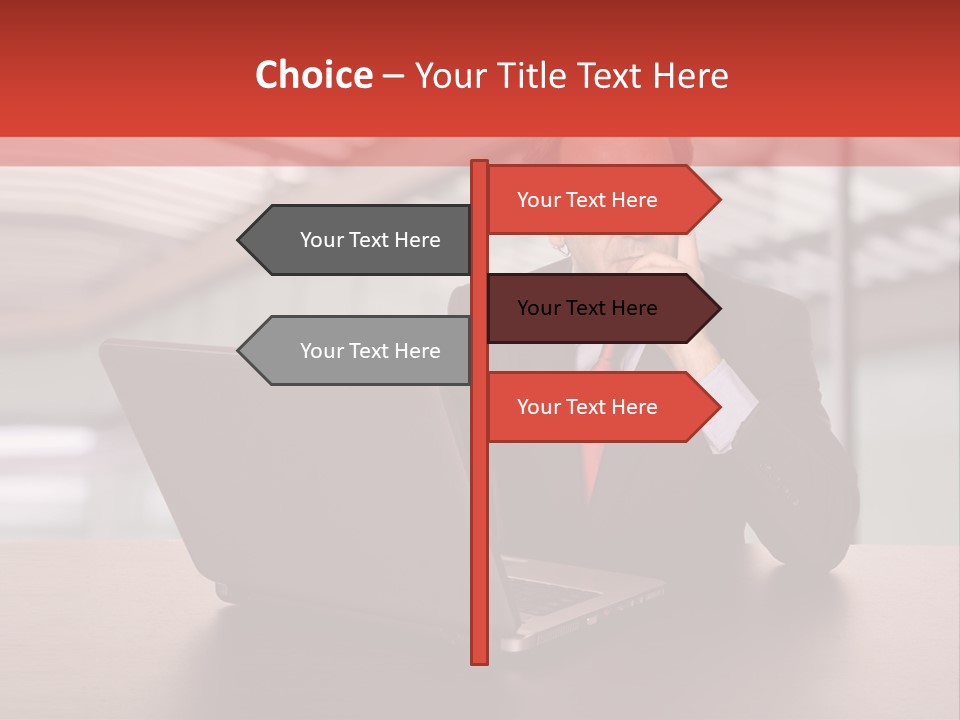 Mature Business Man Working With His Laptop PowerPoint Template