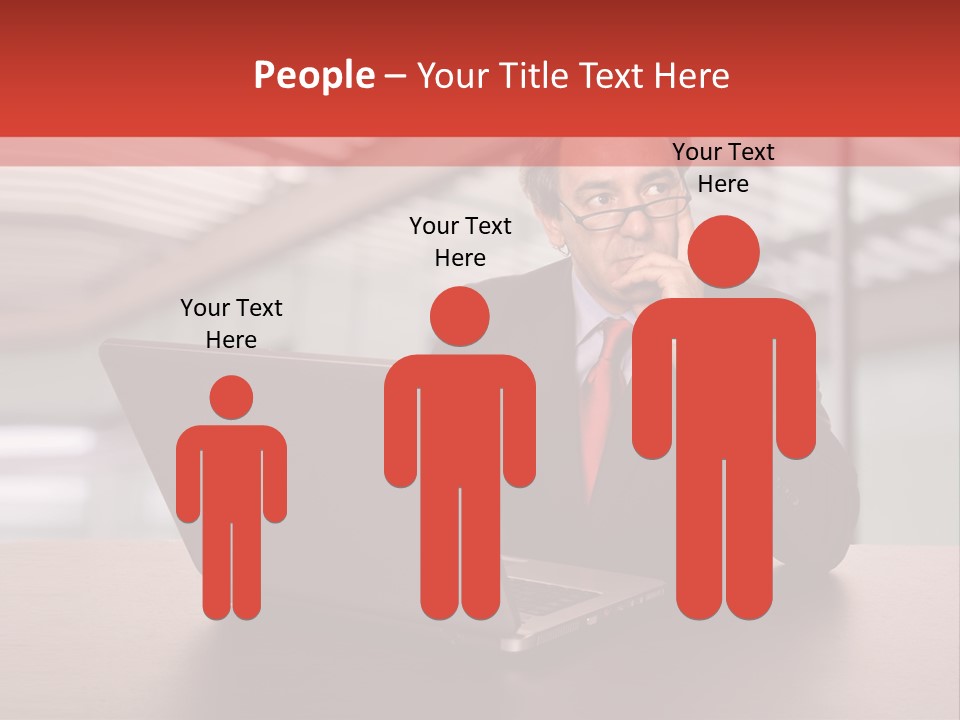 Mature Business Man Working With His Laptop PowerPoint Template