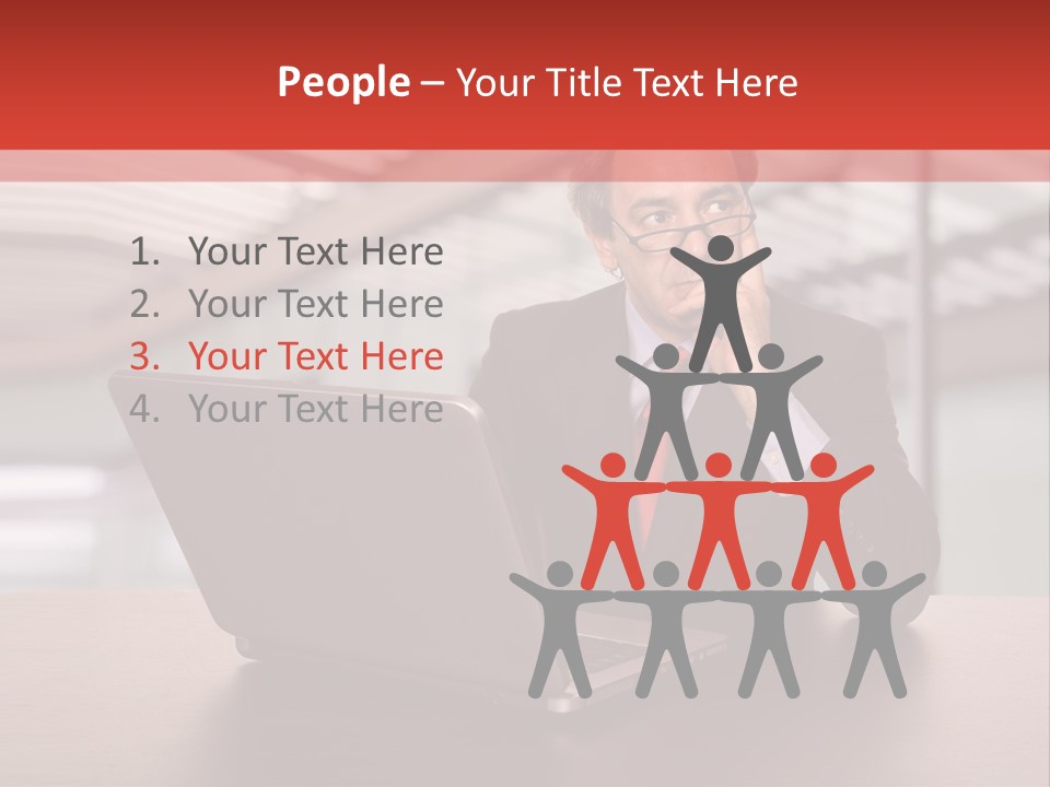 Mature Business Man Working With His Laptop PowerPoint Template