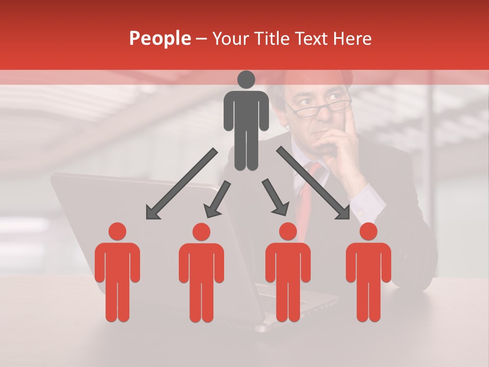 Mature Business Man Working With His Laptop PowerPoint Template