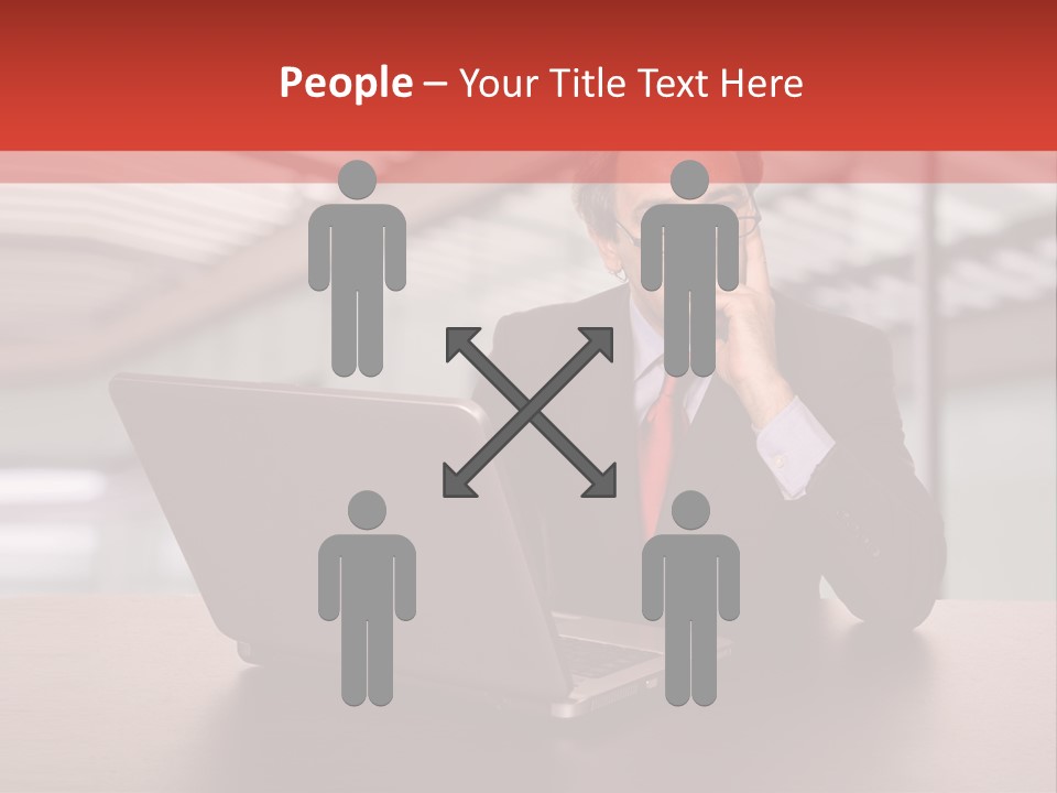 Mature Business Man Working With His Laptop PowerPoint Template