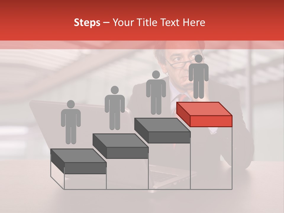 Mature Business Man Working With His Laptop PowerPoint Template