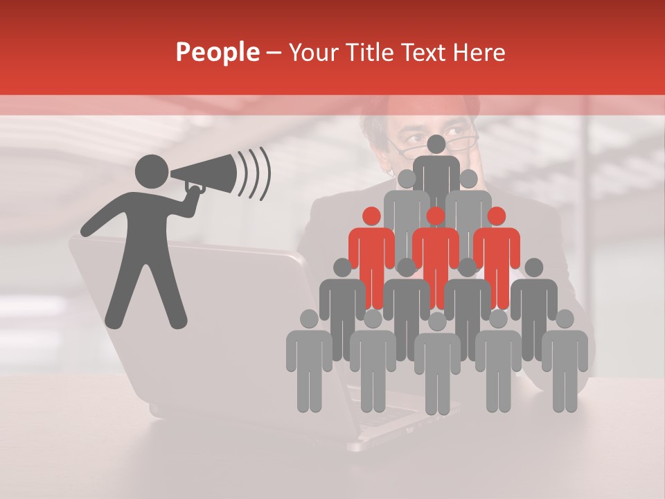 Mature Business Man Working With His Laptop PowerPoint Template